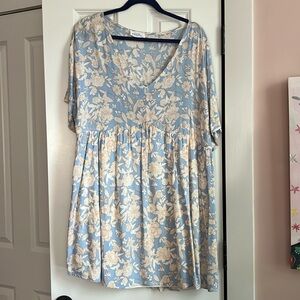 Emily Wonder floral babydoll mini dress, 1X